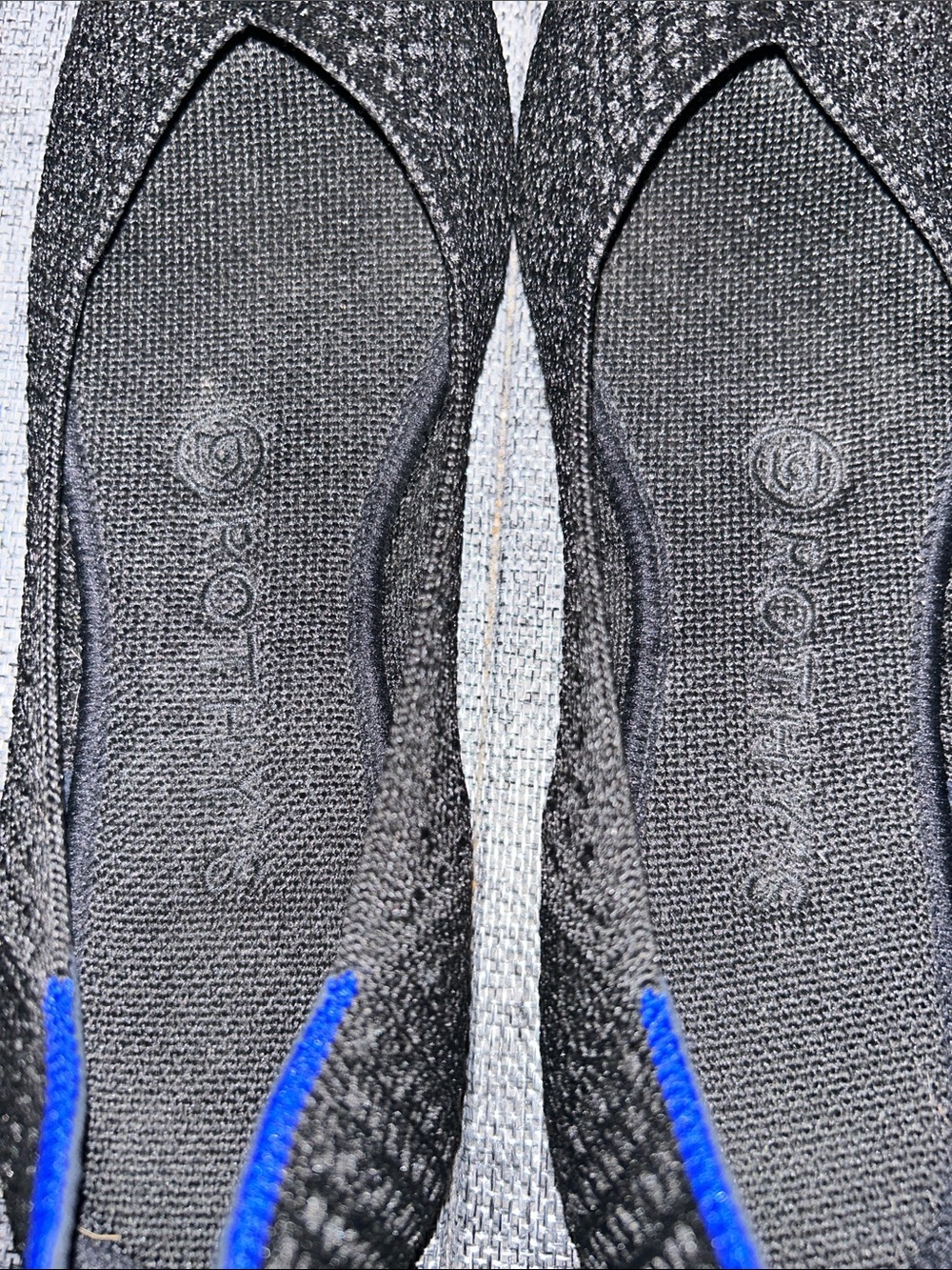 Rothy's Black Knit Slip-On Flats with Blue Accent - Picture 5 of 8